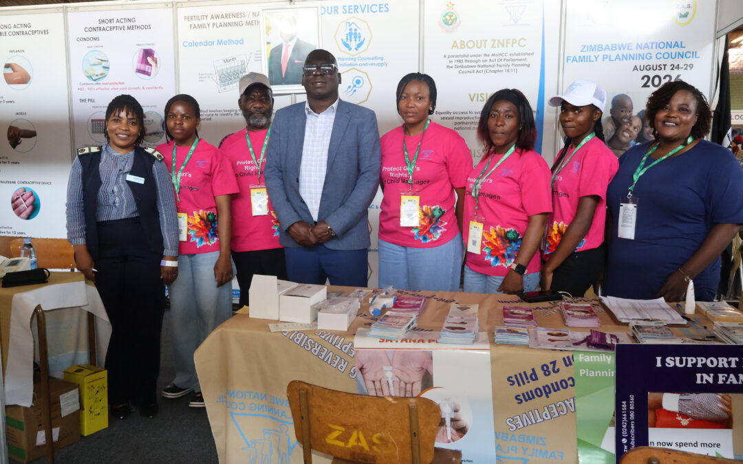 Exhibitors welcome the ZNFPC Vice Board Chairperson at Zimbabwe Agricultural Show 2026.